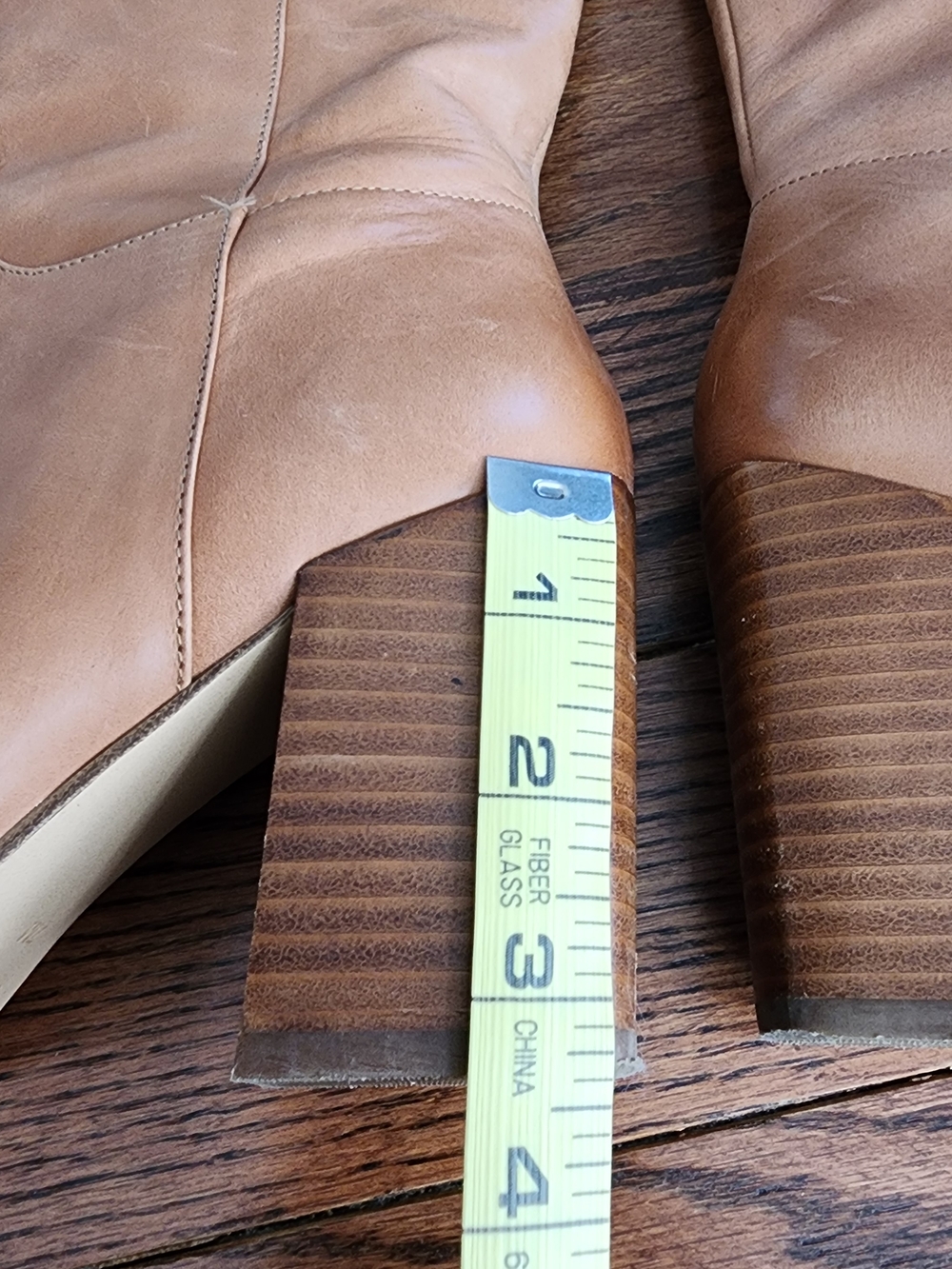 Nine West Tan Leather Tall Boots 7 Boho Chic Minimalist Western Neutral Pointy - Picture 8 of 10